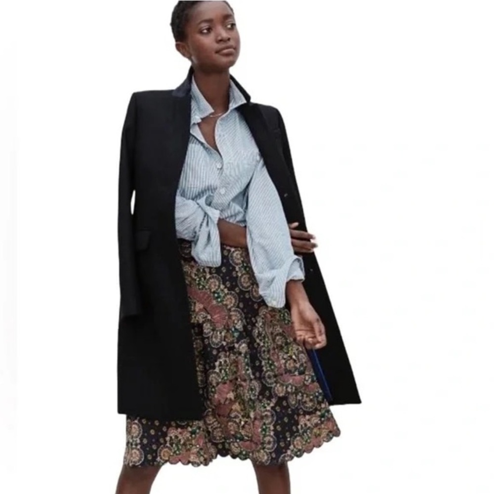 NWOT Point Sur for J. Crew Tiered Scalloped Hem Skirt Paisley Satin Crepe Size 4
